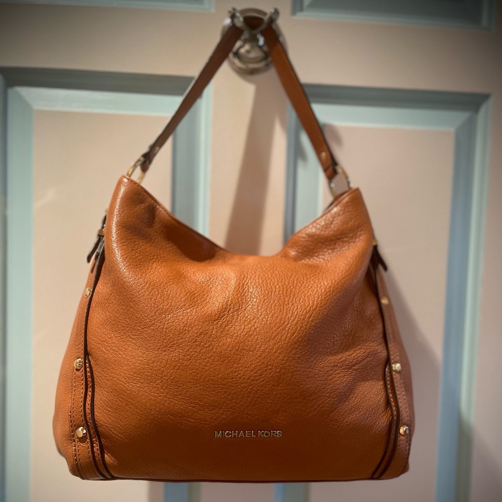Michael Kors Tan Leather Handbag with Gold Accents